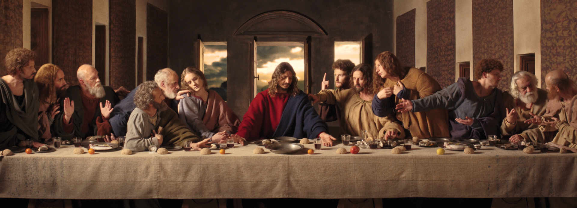 The Last Supper: The Living Tableau, created and directed by Armondo Linus Acosta, with his dream creative team of cinematographer Vittorio Storaro, set designer Dante Ferretti and set decorator Francesca Lo Schiavo — all three-time Academy Award® winners — brings Leonardo’s masterpiece to life in exacting detail. The nine-minute film portrays the drama, emotion and subtle nuance of the Apostles’ inner lives during history’s most important gathering.